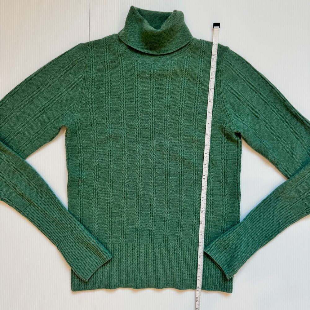 WRAP London Merino Wool Rollneck Sweater Green Women’s 8 Minimalist Luxury Cozy - Picture 5 of 16